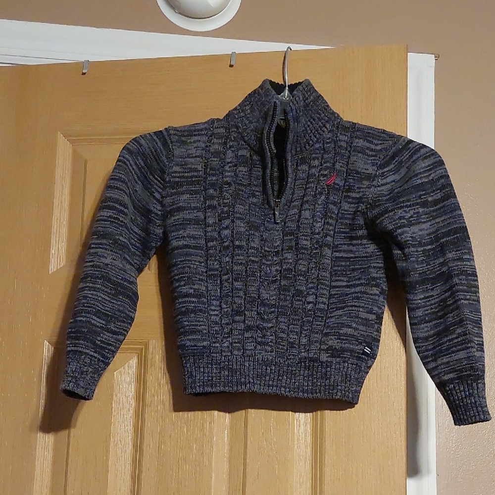 Nautica Gray Zip Up Sweater with High Collar